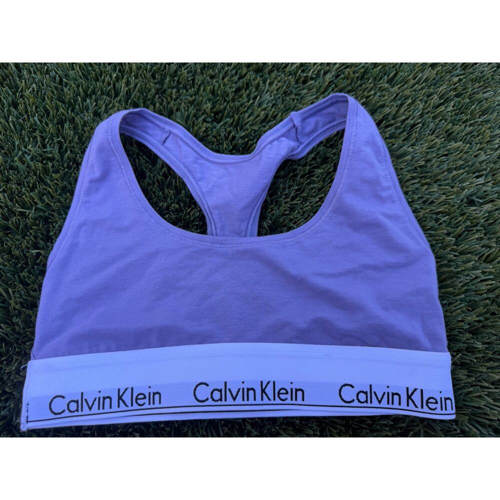 Calvin Klein Modern Cotton Unlined Bralette Lilac Purple Racerback F3785 XS New!